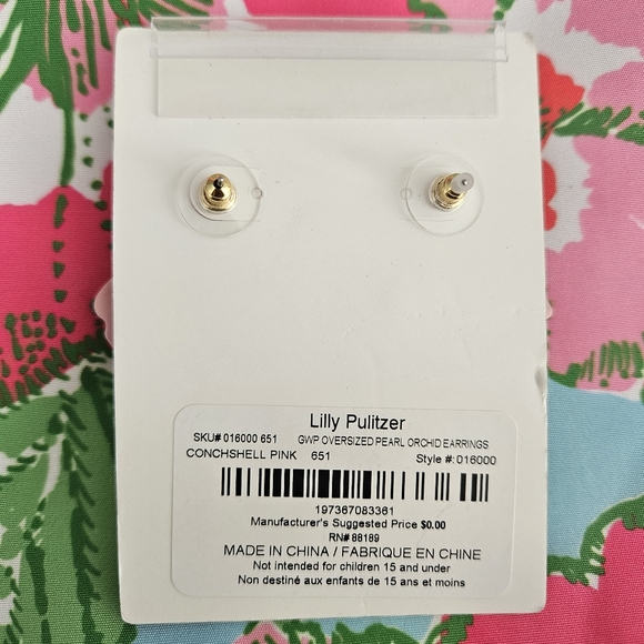 Lilly Pulitzer Via Flora Pearl Orchid Earrings NWT - Picture 4 of 5